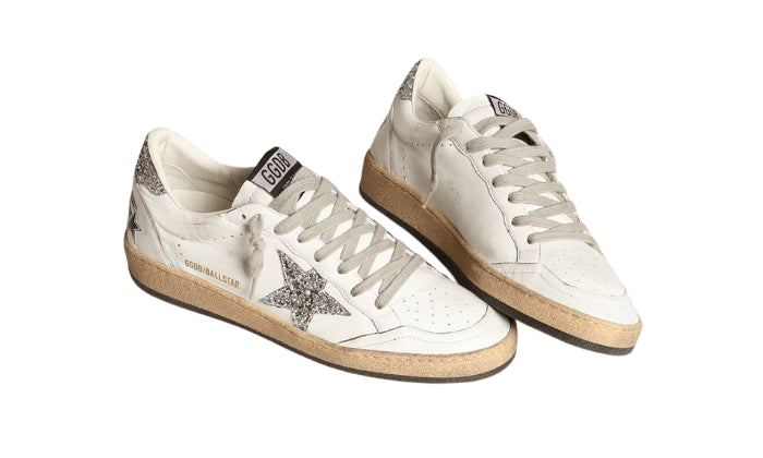 Ball Star Donna in nappa con stella bianca e talloncino glitter