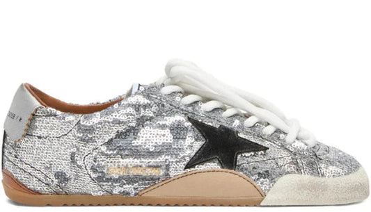 Women's True-Star in silver sequins with black star and silver leather heel tab